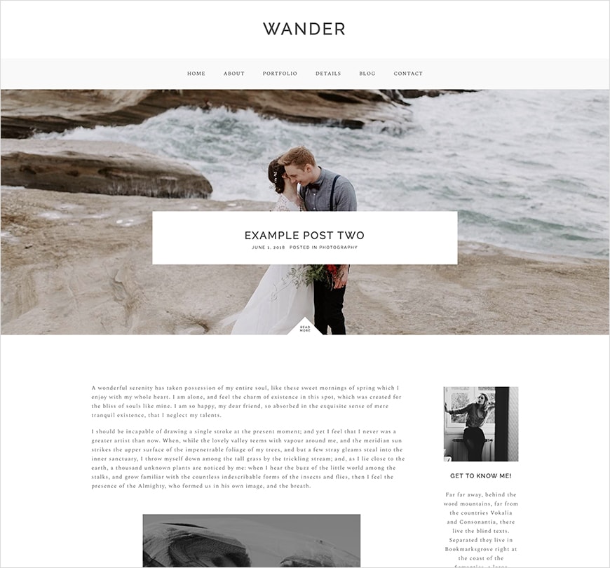 Wander ProPhoto 7 WordPress Theme for Photographers