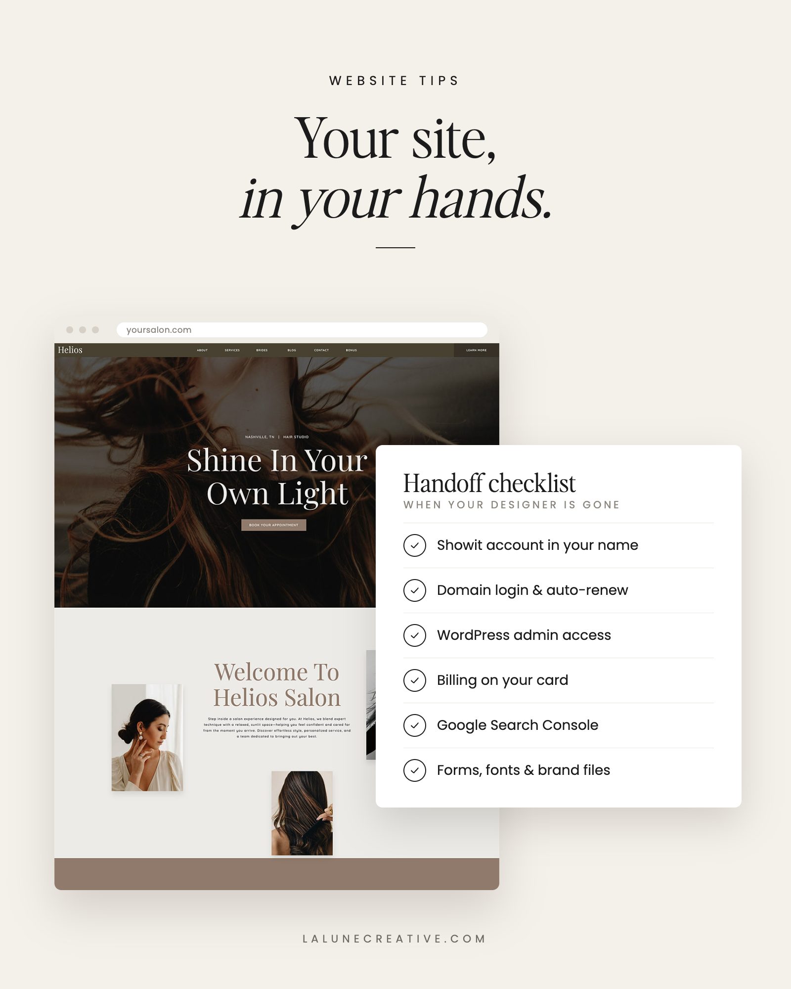 Showit website handoff checklist for when your designer goes out of business