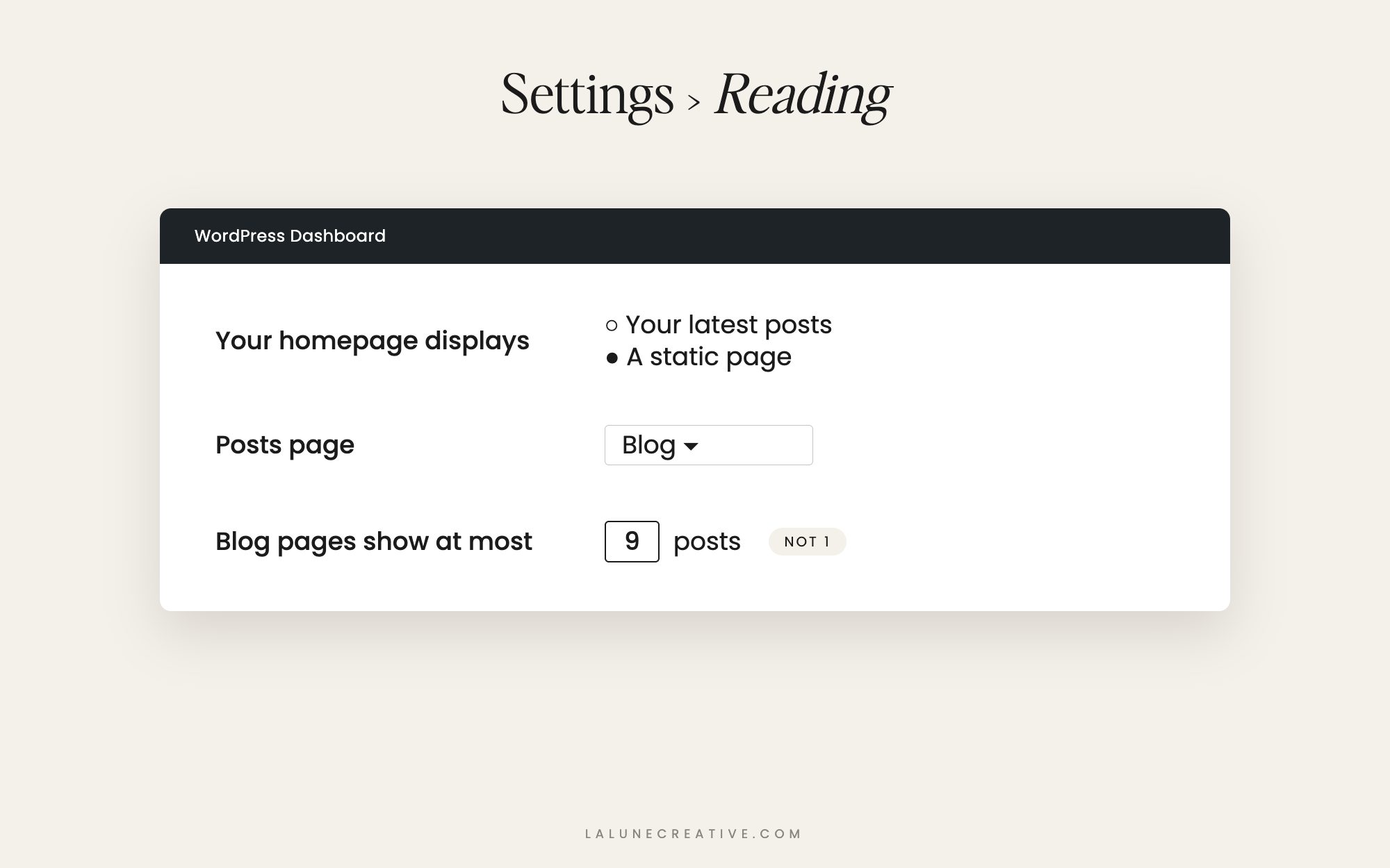 WordPress Settings Reading: blog pages show at most 9 posts